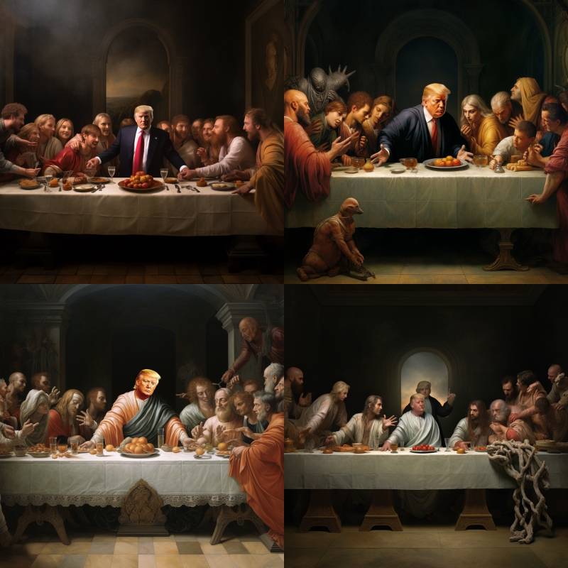 Trump last supper variations generated for public talk
